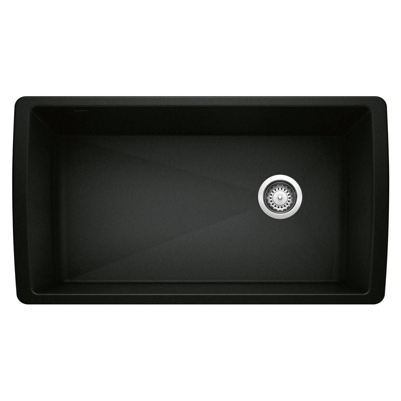 Blanco Diamond SILGRANIT 33-in Super Single Undermount Kitchen Sink, Coal Black Q1