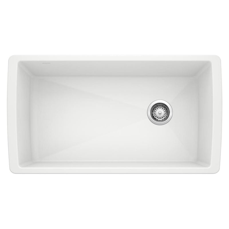 Blanco Diamond SILGRANIT 33-in Super Single Undermount Kitchen Sink, White Y1