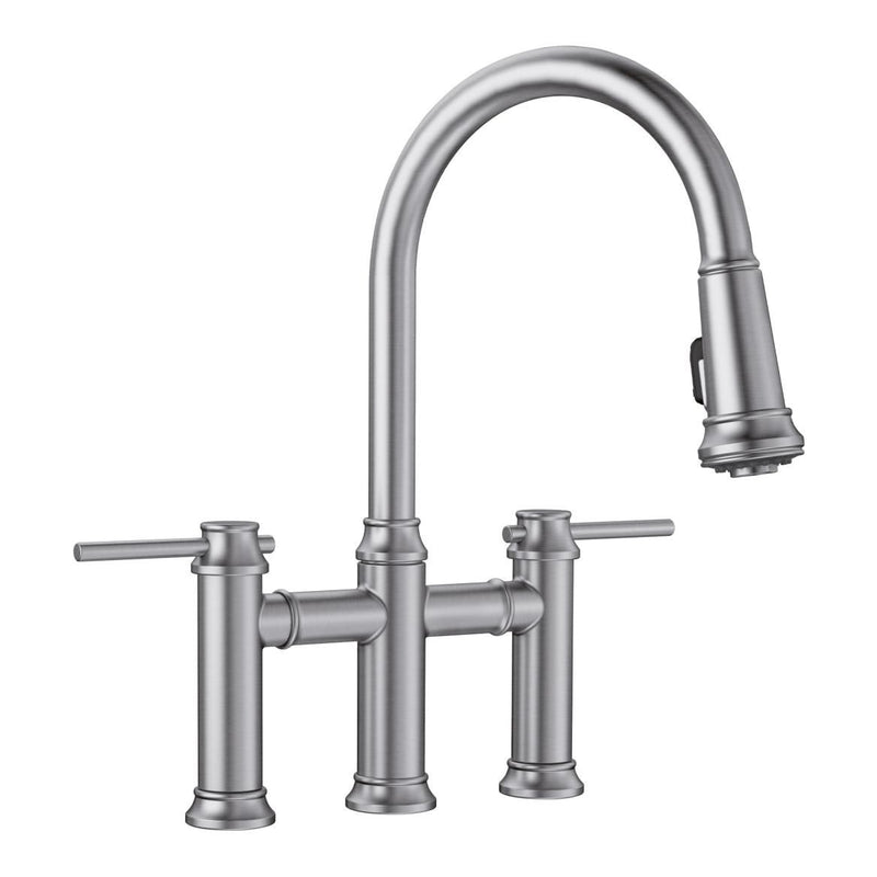 Blanco Empressa Pull-Down Dual-Spray Bridge Faucet, PVD Steel W7