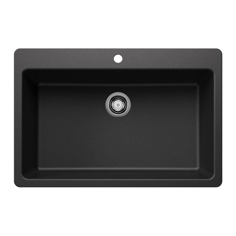 Blanco Liven SILGRANIT 33-in Super Single Dual Mount Kitchen Sink, Anthracite B7