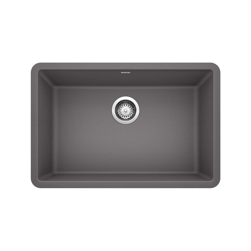 Blanco Precis SILGRANIT 27-in Single Bowl Undermount Kitchen Sink, Cinder L9