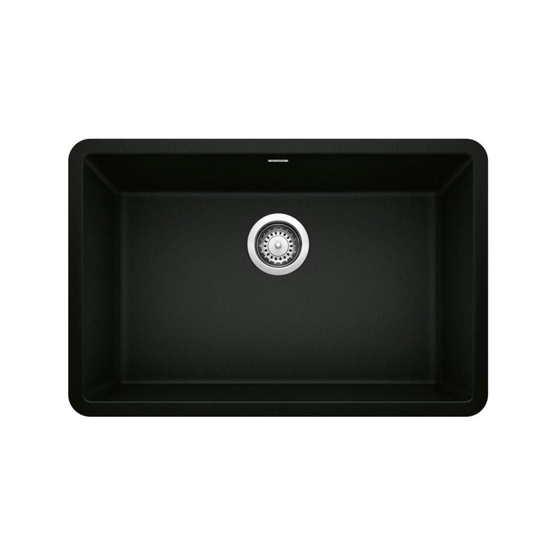 Blanco Precis SILGRANIT 27-in Single Bowl Undermount Kitchen Sink, Coal Black A7