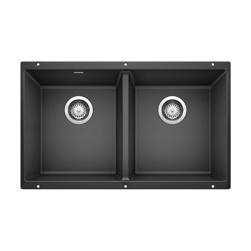 Blanco Precis SILGRANIT 29-in 50/50 Double Bowl Undermount Kitchen Sink, Anthracite M3