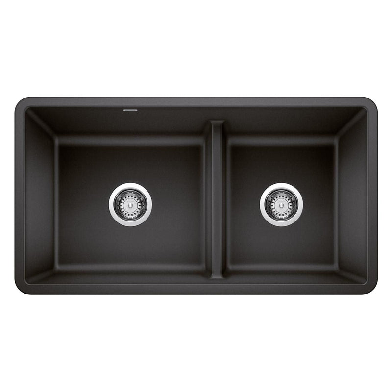 Blanco Precis SILGRANIT 33-in 60/40 Reversible Double Bowl Undermount Kitchen Sink with Low Divide, Anthracite O9