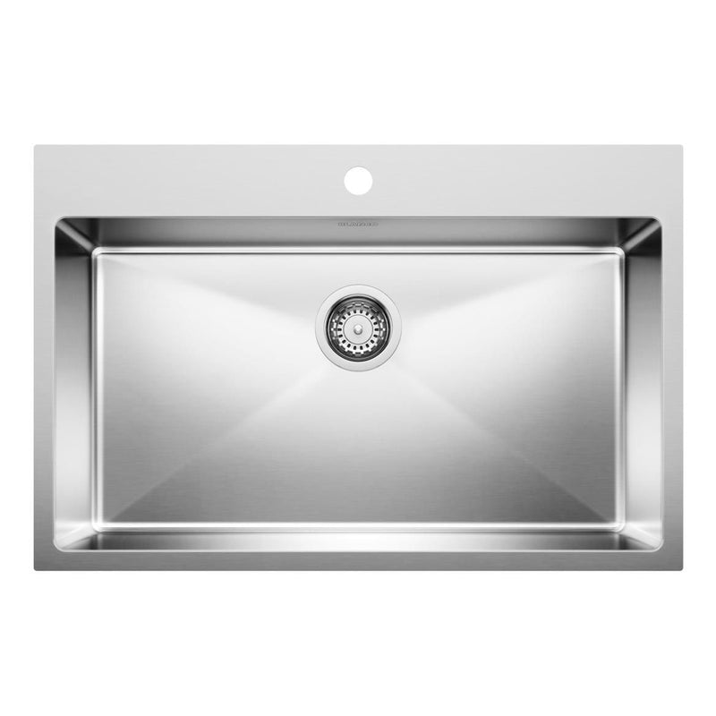 Blanco Quatrus R15 31-in Single Bowl Dual Mount Stainless Steel Kitchen Sink F9