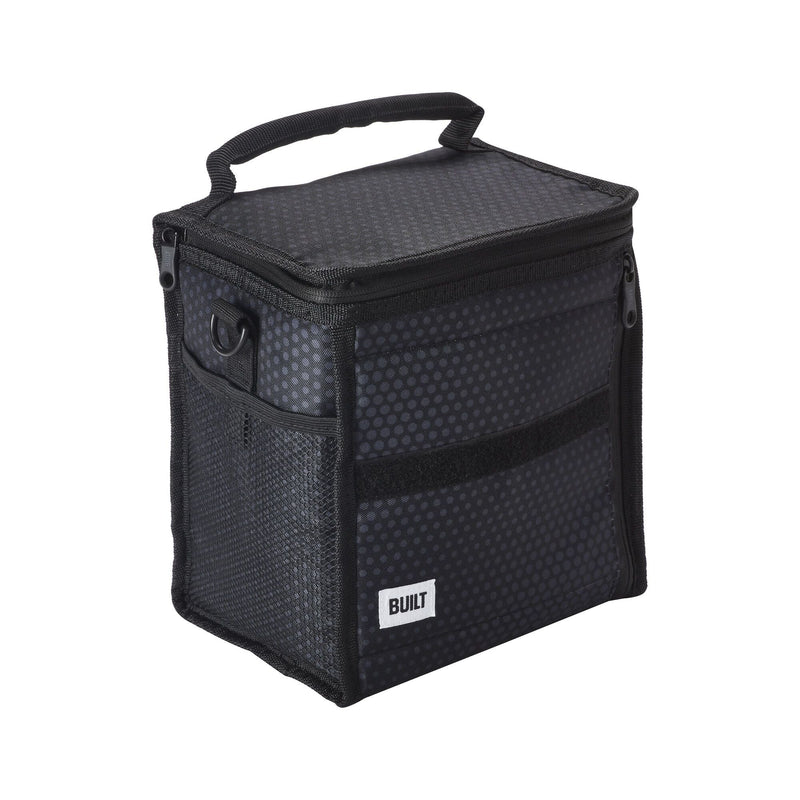 Built Ice House Cube Lunch Bag, Black Midnight Micro Dot, with Freezable Gel T0