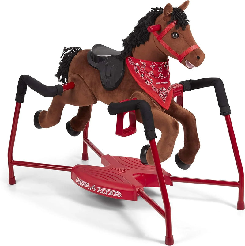 Brown plush interactive riding horse Q4