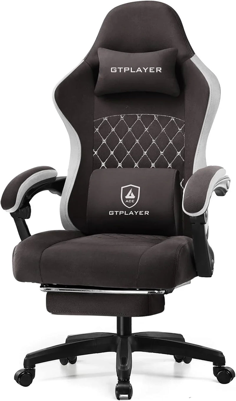 Gaming Chair, Computer Office Chair with Pocket Spring Cushion, Linkage Armrests and Footrest, High Back Ergonomic Computer Chair with Lumbar Support Task Chair with Footrest O1