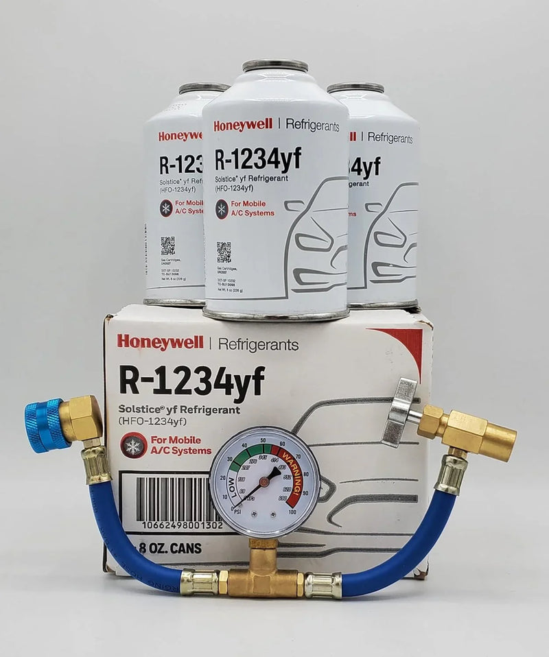 Refrigerant (3 Freon Cans) & HD Brass Can Tap with Gauge-Honey Well N2