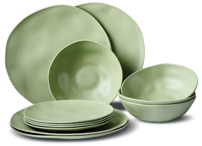 CANVAS Everyday Dinnerware Set, BPA-Free, Sage Green, 12-pk N3