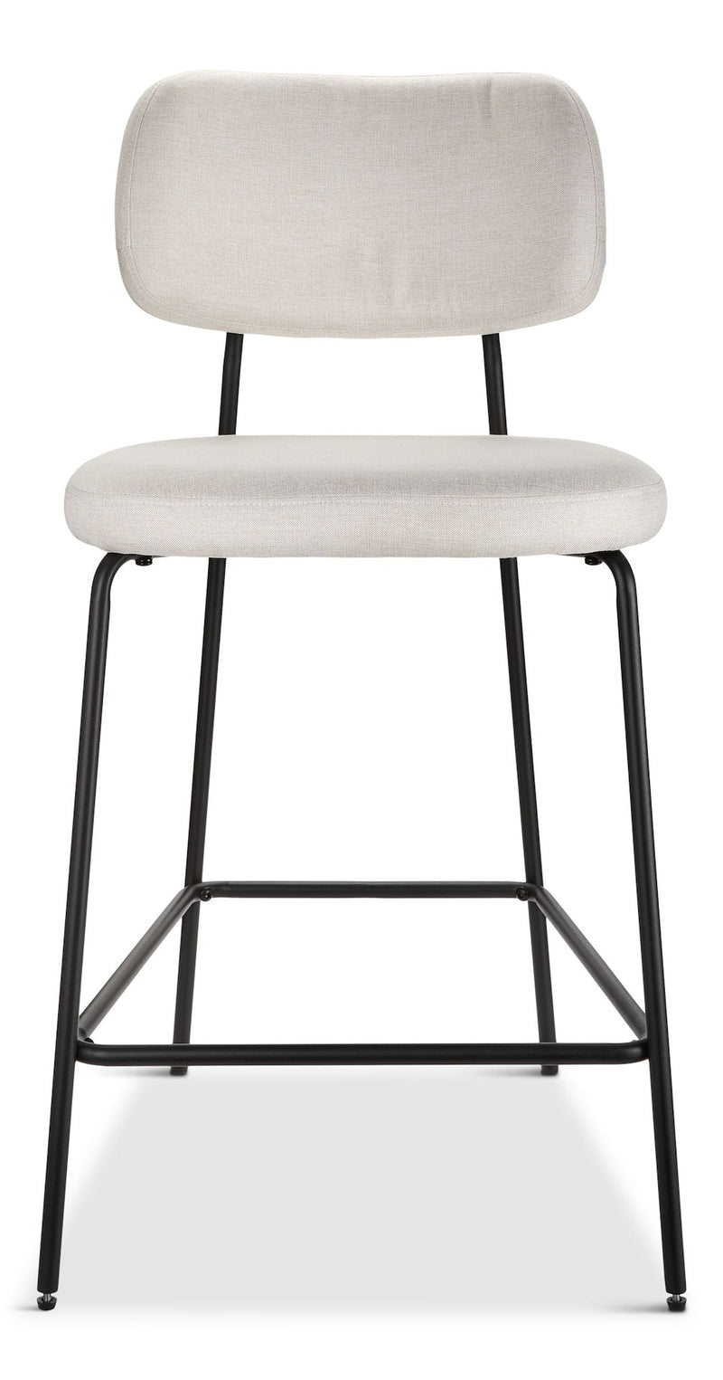 Canvas Kase Upholstered Counter Stool with Back Rest, Off-white/Light Grey X6