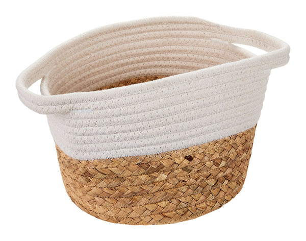 Canvas Molly Woven Cotton Rope Two-Toned Storage Basket Y5
