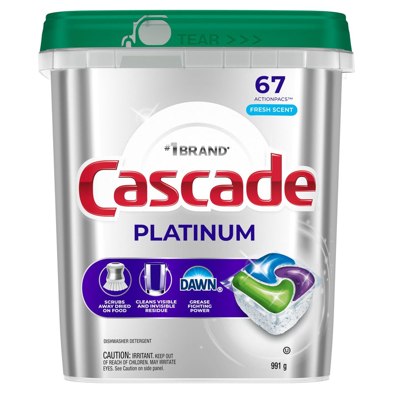 Cascade Platinum ActionPacs Dishwasher Detergent Pods, Fresh, 67 Count J5