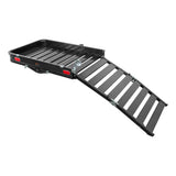 CURT 18112 Aluminum Hitch Mount Basket-Style Cargo Carrier with Ramp, Fits 2-in Receivers, 50 x 30-in
