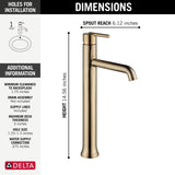 Delta 1-Handle Vessel Lavatory Faucet, Champagne Bronze