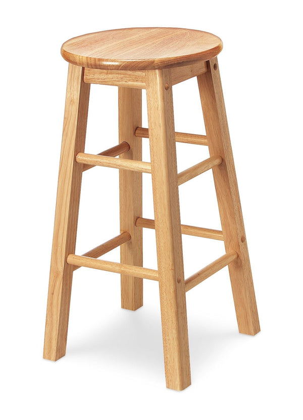 For Living Solid Wood 24" Bar Stool Armless Backless, Natural Finish A5