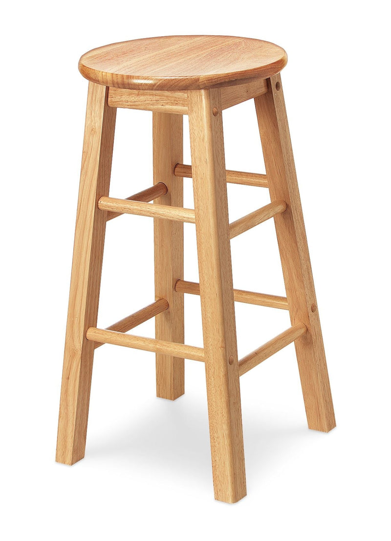 For Living Solid Wood 24" Bar Stool Armless Backless, Natural Finish A5