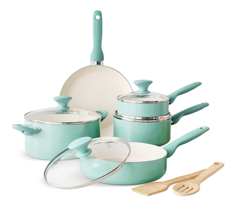 GreenPan Rio Ceramic Cookware Set, Dishwasher & Oven Safe, 11-pc Q6