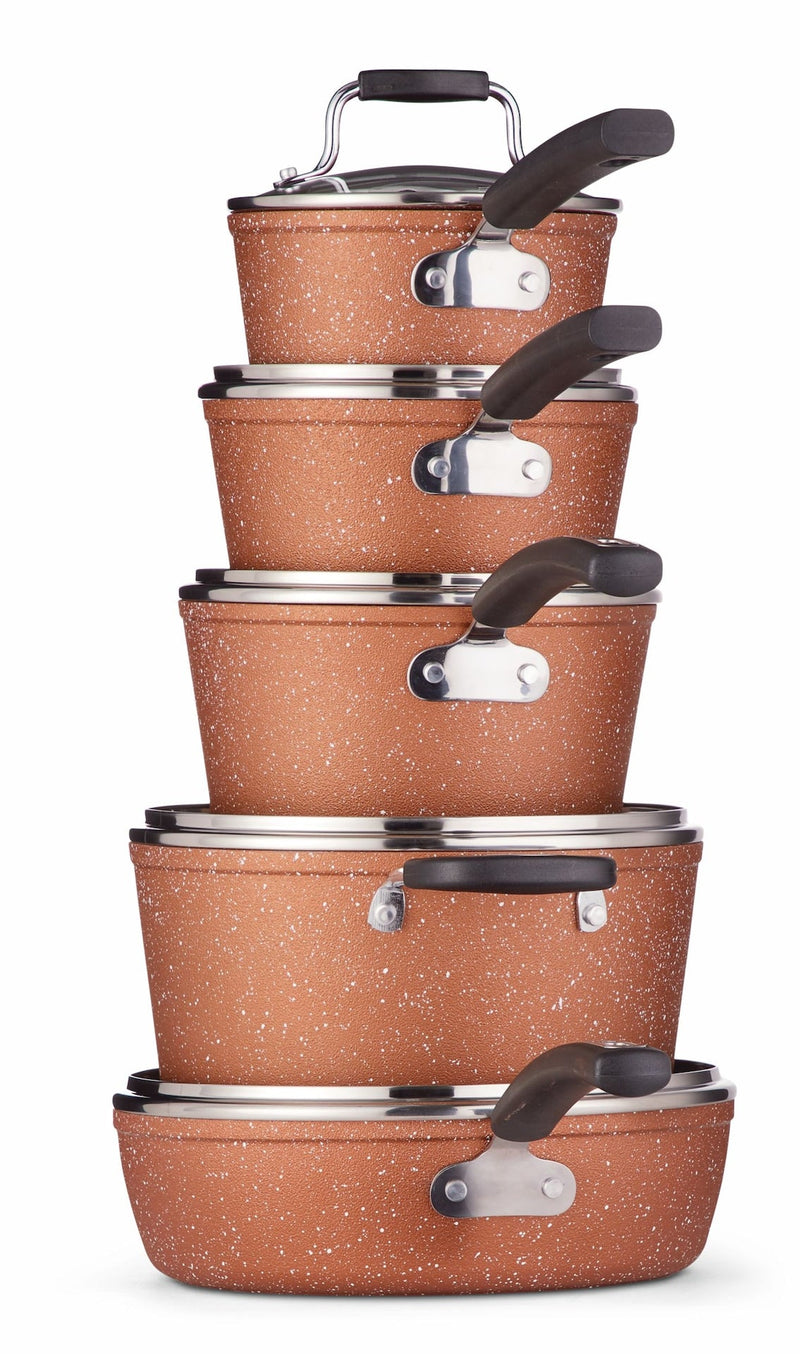 Heritage The Rock Copper Essentials Cookware Set, Non-Stick, Dishwasher & Oven Safe, 10-pc O8