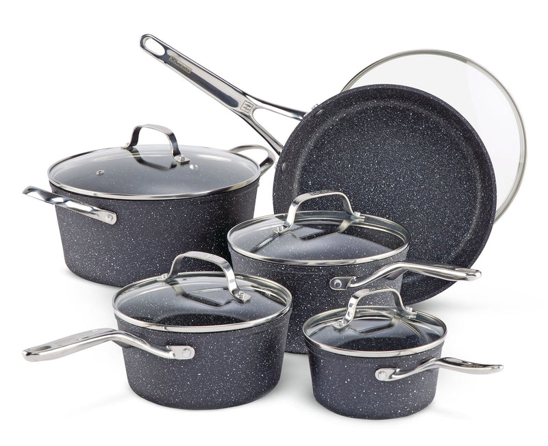 Heritage The Rock Forged Non-Stick Cookware Set, Dishwasher & Oven Safe, Black, 10-pc U1