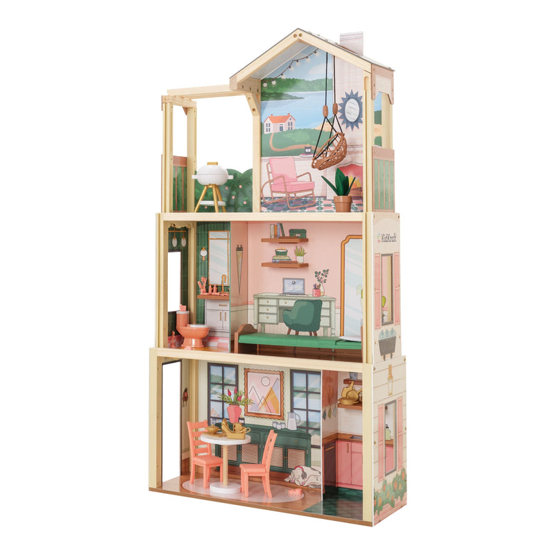 KidKraft Three Story Collapsible Click N Play Wooden Dollhouse for Ages 4+ Y6