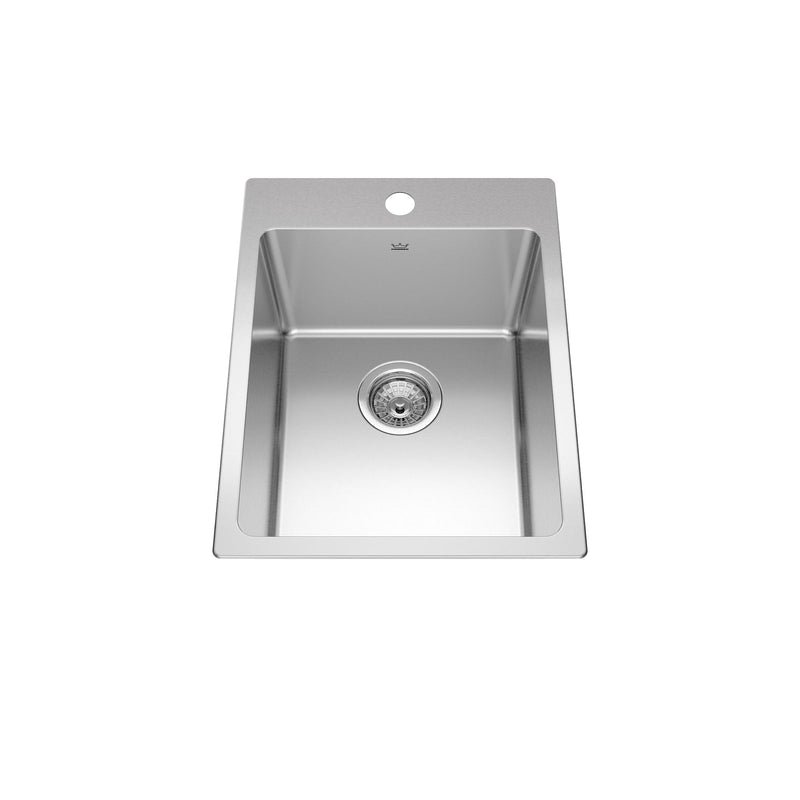 Kindred Brookmore Drop in Single Bowl 1-Hole Kitchen Sink, 15.9-in x 20.9-in x 9-in, Stainless Steel N7