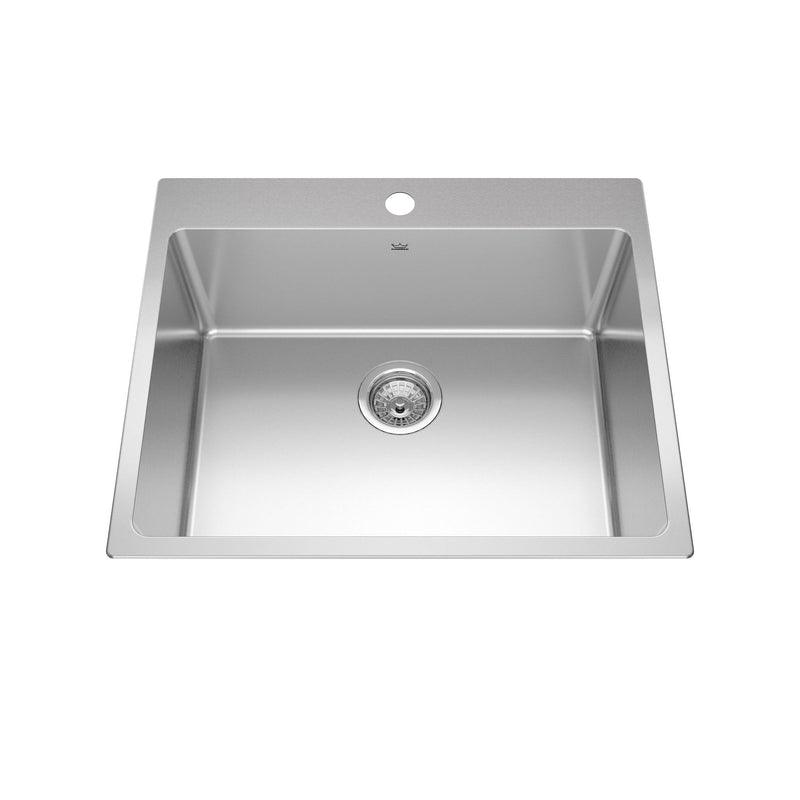 Kindred Brookmore Drop in Single Bowl 1-Hole Kitchen Sink, 25-in x 20.9-in x 9-in, Stainless Steel I4