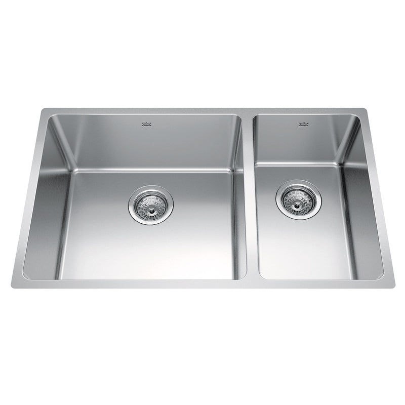 Kindred Brookmore Undermount Combination Bowl Kitchen Sink, 30.5-in x 18.1-in x 9-in, Stainless Steel H7