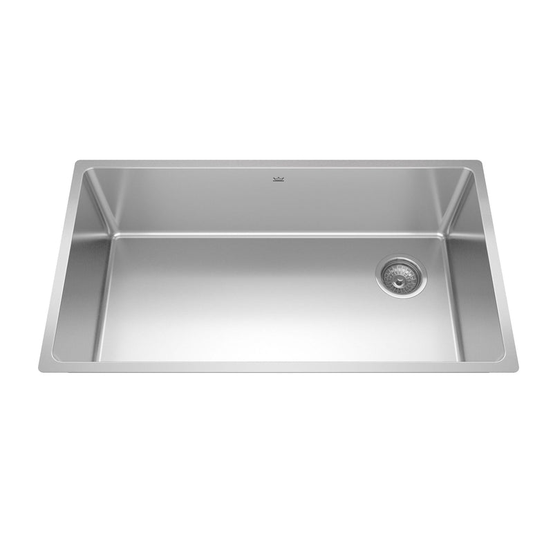 Kindred Brookmore Undermount Single Bowl Off Set Waste Kitchen Sink, 32.5-in x 18.1-in x 9-in, Stainless Steel Y6