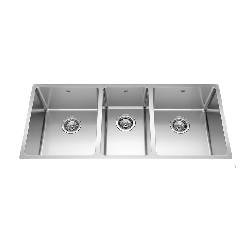 Kindred Brookmore Undermount Triple Bowl Kitchen Sink, 41.5-in x 18.1-in x 9-in, Stainless Steel O9