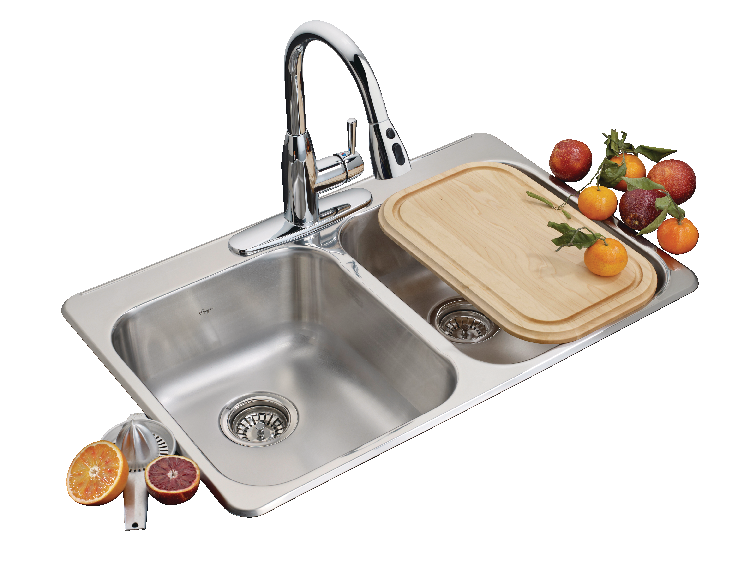 Kindred Reginox Drop In Double Bowl 3-Hole Kitchen Sink, 31.25-in LR x 20.5-in FB, Stainless Steel R1