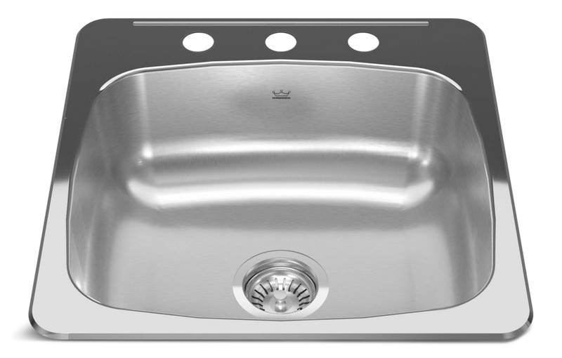 Kindred Reginox Drop In Single Bowl 3-Hole Kitchen Sink, 20.13-in x 20.56-in, Stainless Steel A1