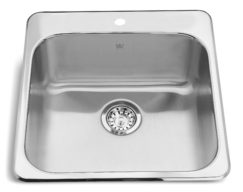Kindred Steel Queen Drop In Single Bowl 1-Hole Kitchen Sink, 20-in x 20.5-in x 8-in, Stainless Steel A7