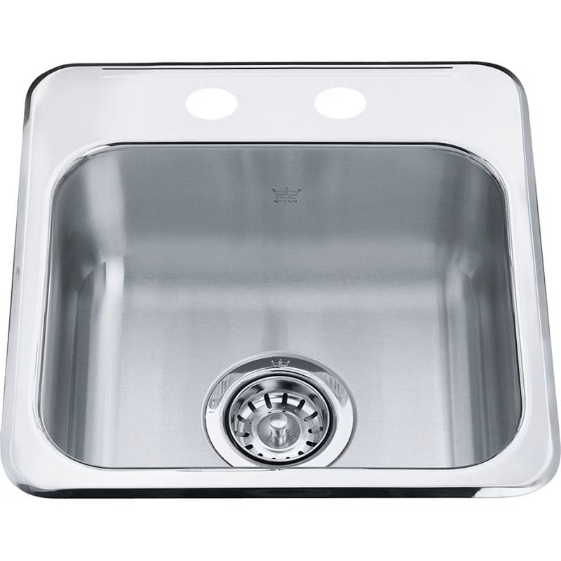 Kindred Steel Queen Drop In Single Bowl 2-Hole Hospitality Sink, 15.13-in x 15.44-in x 6-in, Stainless Steel D6