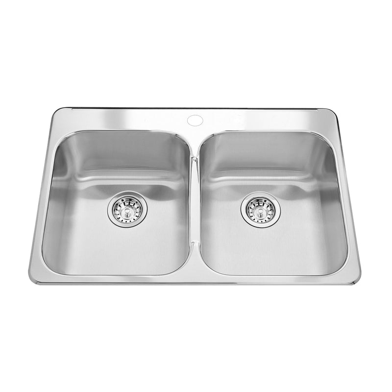 Kindred Steel Queen Kitchen Top Mount Double Ledgeback Sink, 8 inch deep C1