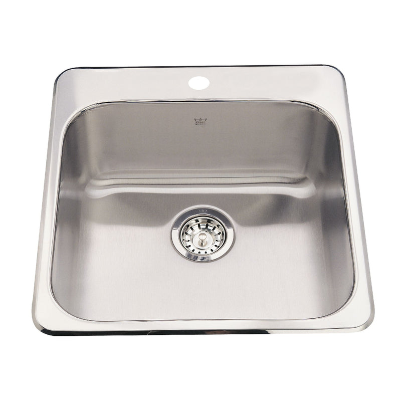 Kindred Steel Queen Top Mount Stainless Steel Single Bowl Kitchen Sink, 23x23x7-in A8