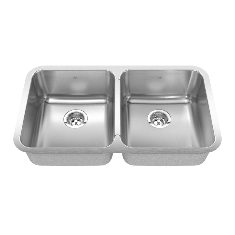 Kindred Steel Queen Undermount Double Bowl Kitchen Sink, 30.88-in x 17.75-in x 8-in, Stainless Steel L0