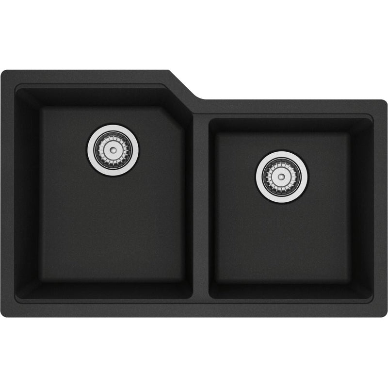 Kindred Urban Undermount Granite Double Bowl Kitchen Sink, 30.69-in x 19.69-in x 8.63-in, Onyx O4