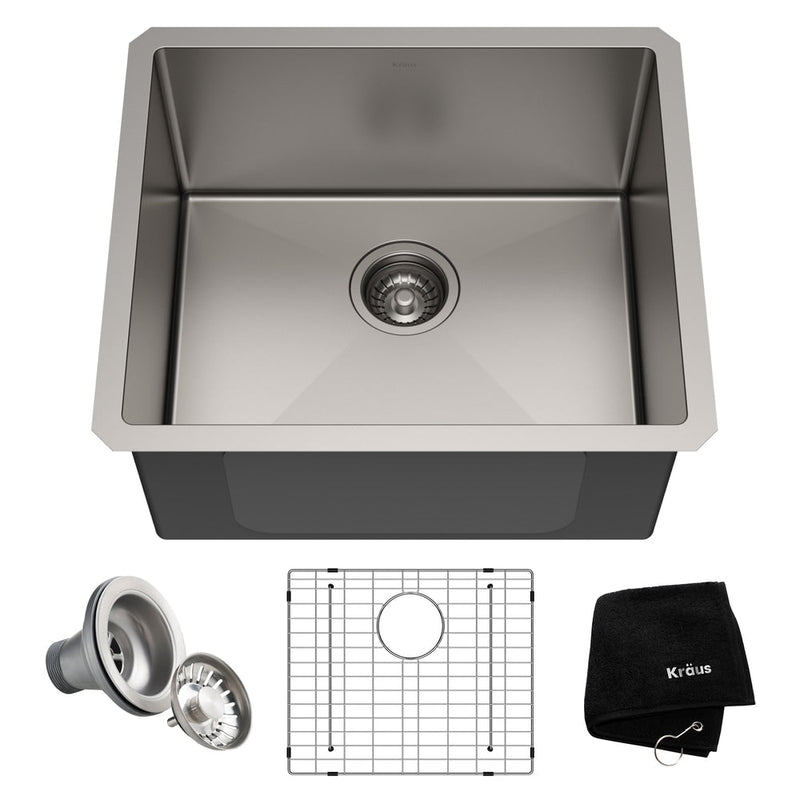 Kraus Standard PRO Undermount Stainless Steel Single Bowl Kitchen Sink, 21x18x10-in E8