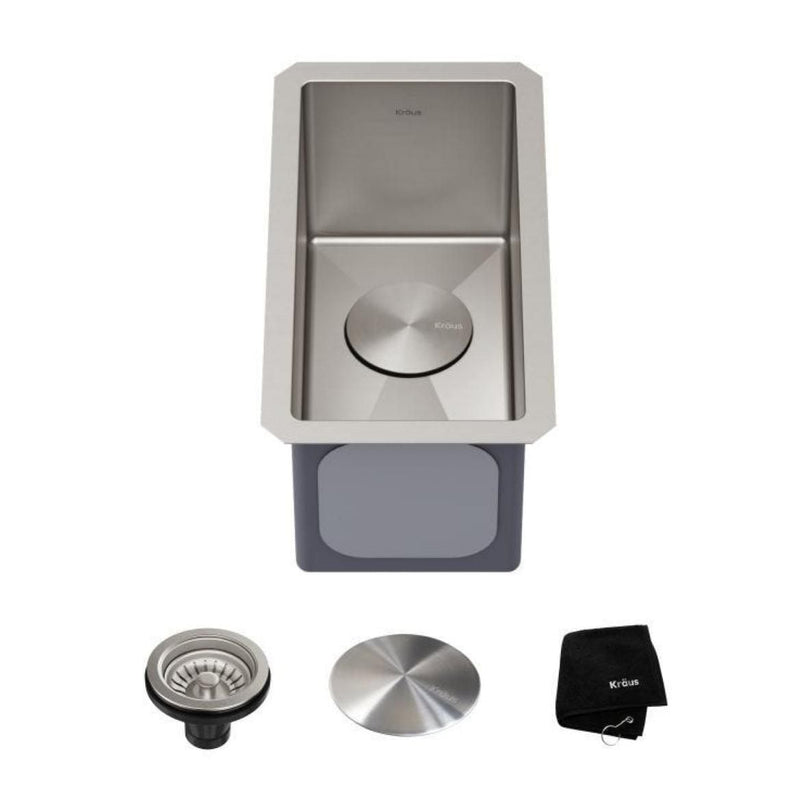 Kraus Standart PRO Undermount 16-Gauge Stainless Steel Single Bowl Bar Prep Kitchen Sink, 10-in D2