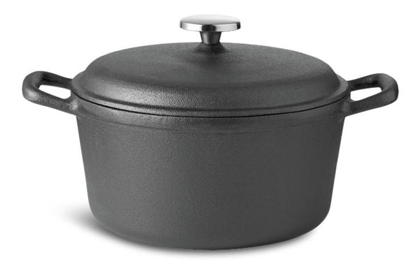 Lagostina Pre-Seasoned Casserole Dish, Cast Iron, Black, 6-qt E1