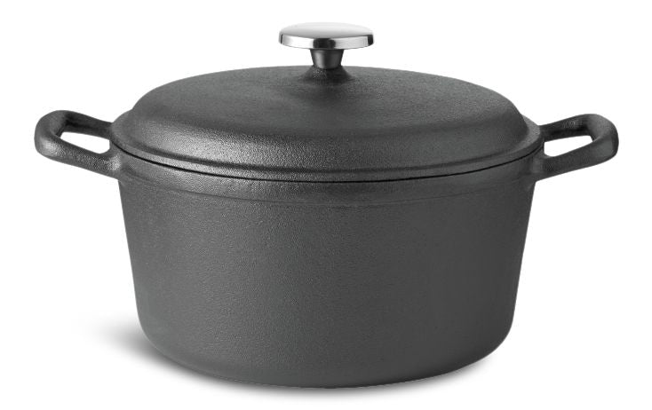 Lagostina Pre-Seasoned Casserole Dish, Cast Iron, Black, 6-qt E1