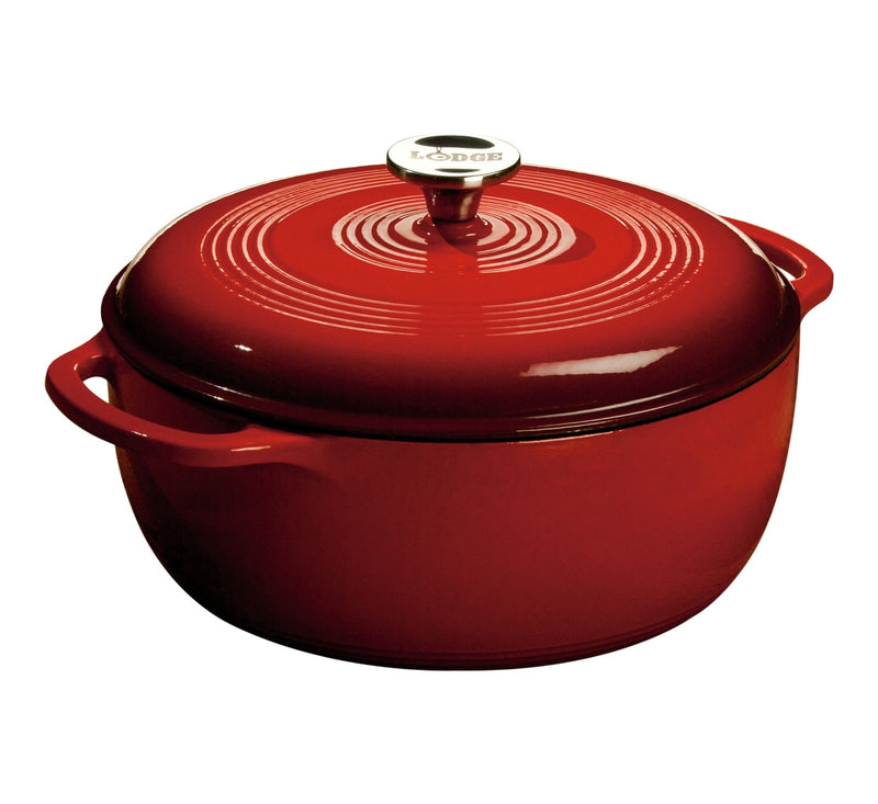 Lodge Enamel Cast Iron Dutch Oven, Red, 6-qt C5