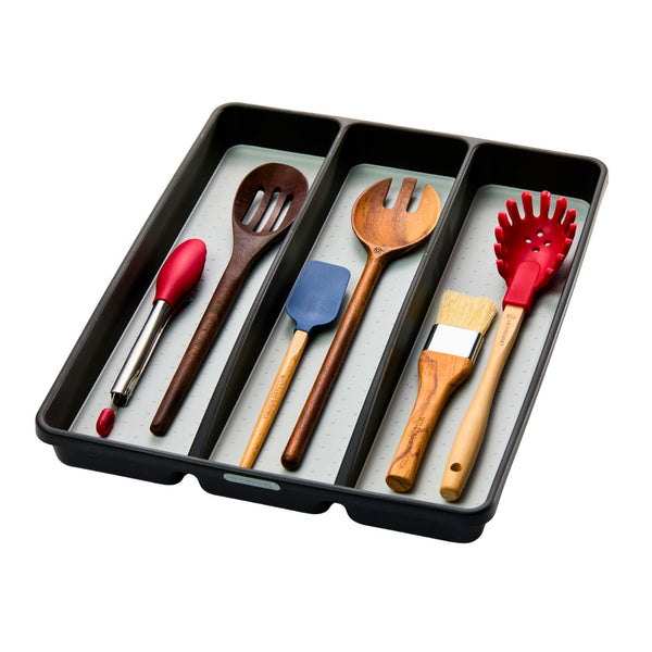 Madesmart 3-Compartment Kitchen Utensil Drawer Organizer Tray/Holder, Grey C9