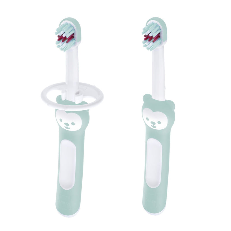 MAM Baby Toothbrush with Safety Shield, Mint Green, 2-pk P0