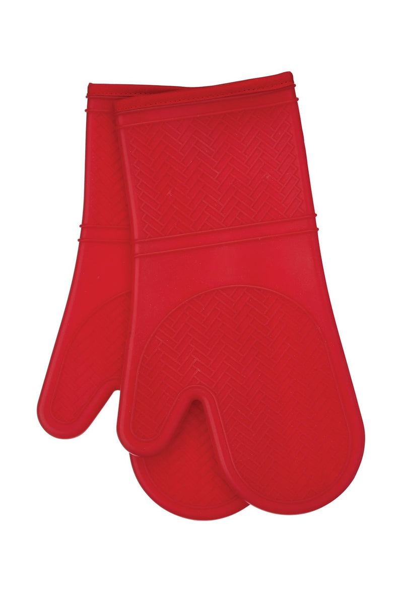 MASTER Chef 2pc Silicone Oven Mitt Set, Non-Slip Grip, Red I0