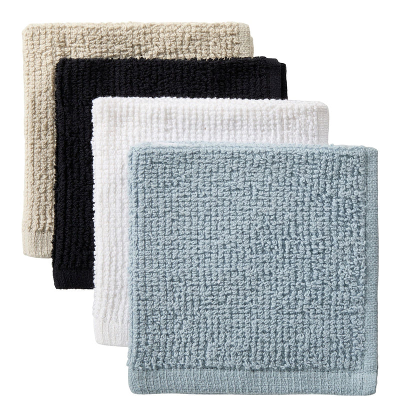 Master Chef Bar Mop Dish Cloths, Black, Grey & Dusty Blue, 12-in, 8-pk G2
