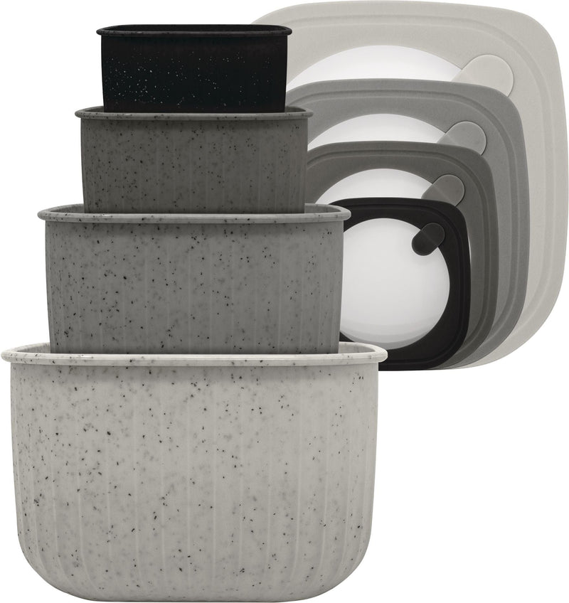 Master Chef Square Bowl Food Storage Container Set with Lid, Grey, 4-pc A2