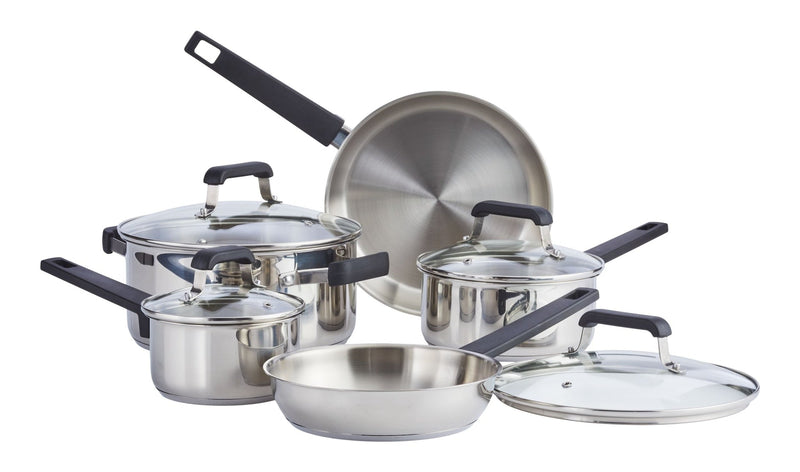 Master Chef Stainless Steel Cookware Set with Glass Lids, 9-pc C1
