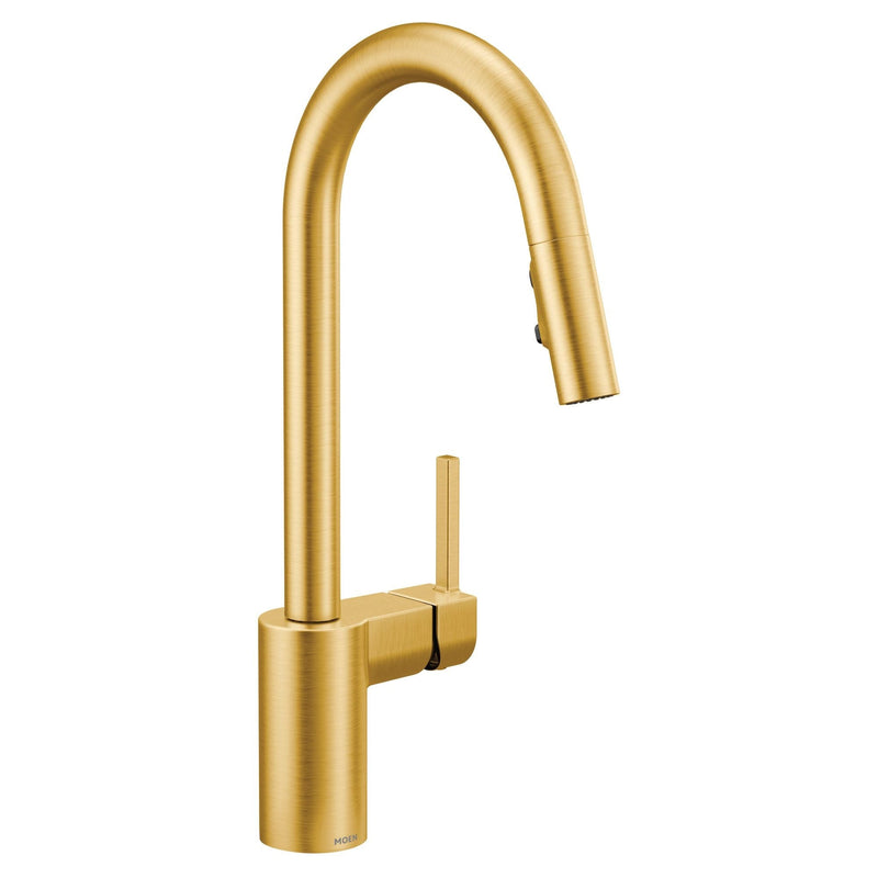 Moen Align Single Handle High Arc Pull Down Sprayer Kitchen Faucet, Brushed Gold F7